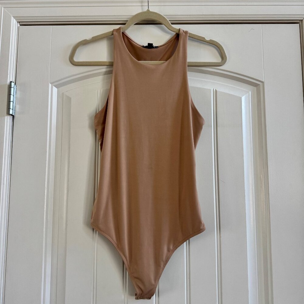 Express Camel Color Stretchy Sleeveless Bodysuit